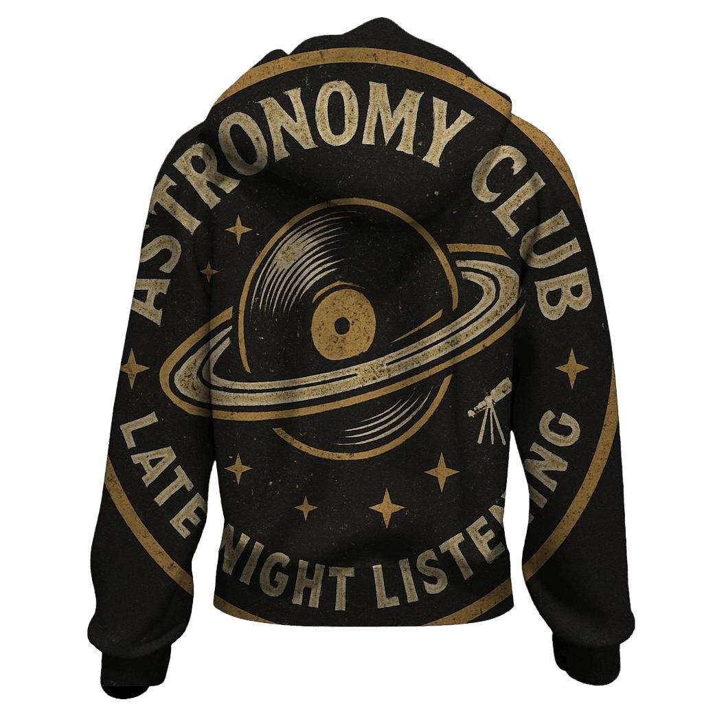 Distressed Vinyl Astronomy Club Badge embroidered hoodies
