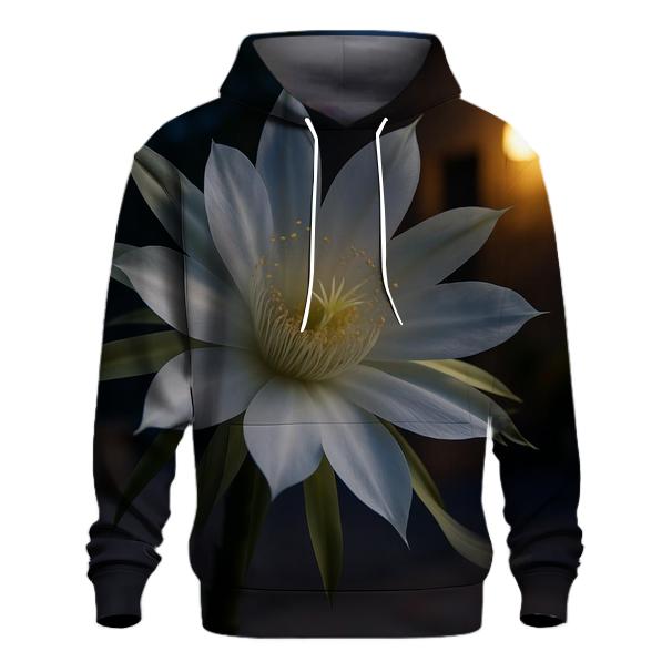 Night Blooming Cereus Pollination Study In Desert Courtyard embroidered hoodies