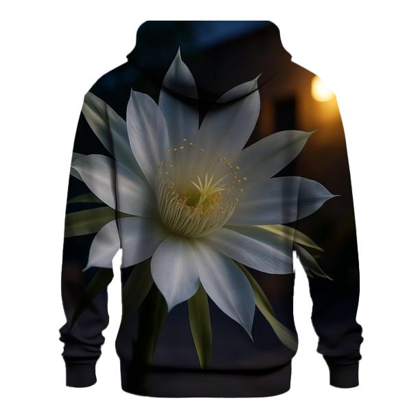 Night Blooming Cereus Pollination Study In Desert Courtyard embroidered hoodies
