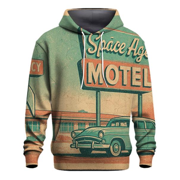 Weathered Space Age Motel Postcard printed hoodies