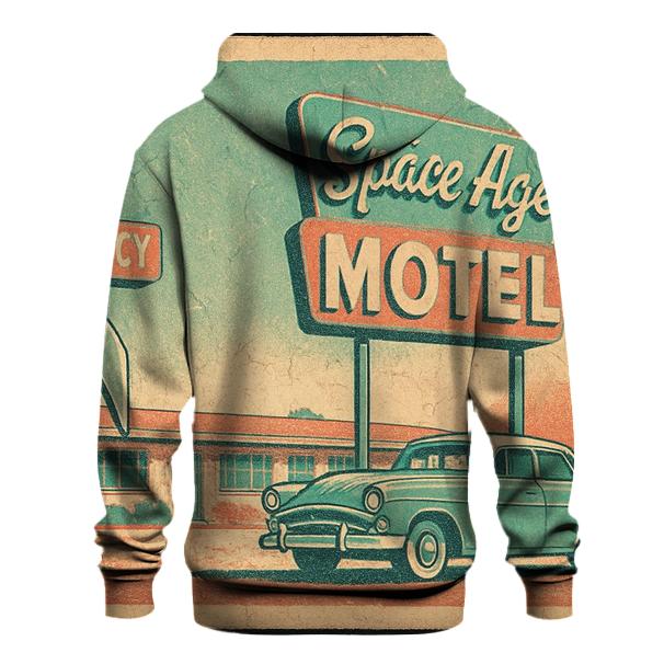 Weathered Space Age Motel Postcard printed hoodies