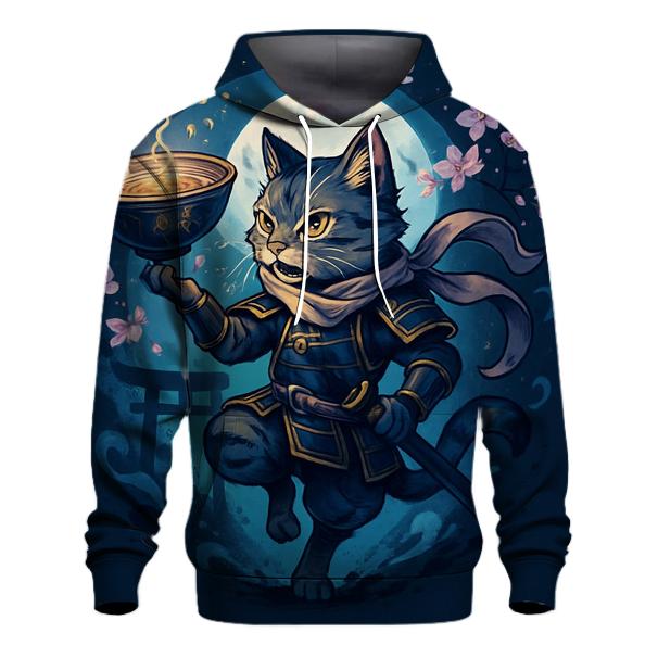 Moonlit Ramen Ronin Cat printed hoodies