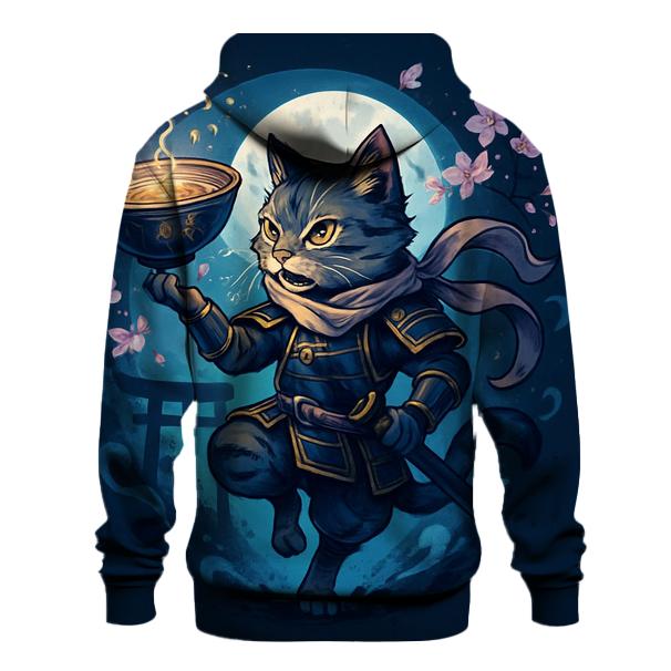 Moonlit Ramen Ronin Cat printed hoodies