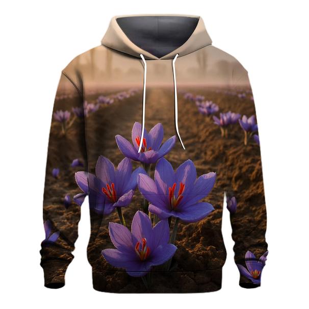 Saffron Crocus Harvest Rows At Dawn In Kashmir Valley heavyweight hoodies