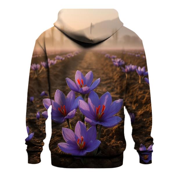 Saffron Crocus Harvest Rows At Dawn In Kashmir Valley heavyweight hoodies