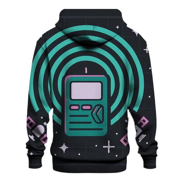 Cosmic Pager Signal Waves embroidered hoodies