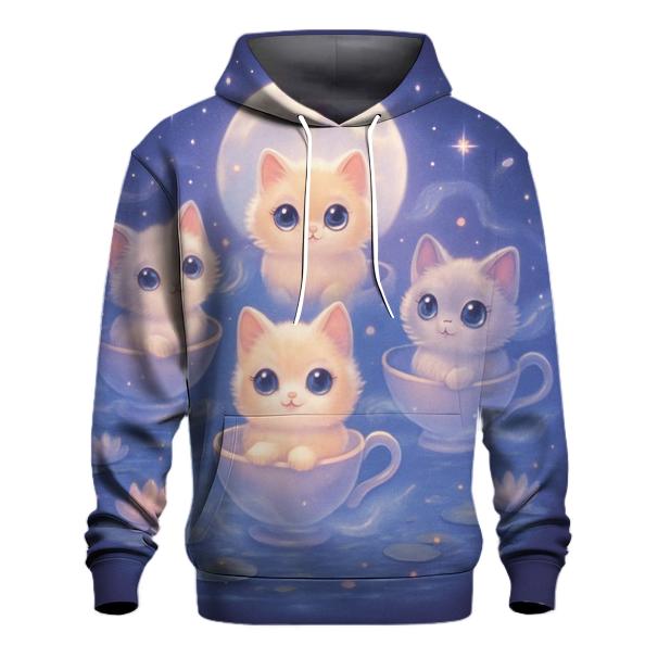 Moonlit Teacup Kitten Carousel designer hoodies