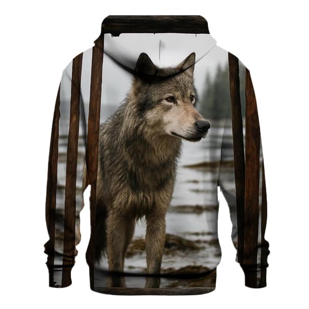 Coastal Wolf Listening In A Cedar Bark Weir lightweight hoodies
