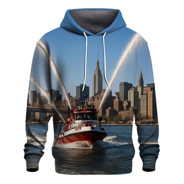 East River Fireboat Arcs Framing Midtown hoodie styles
