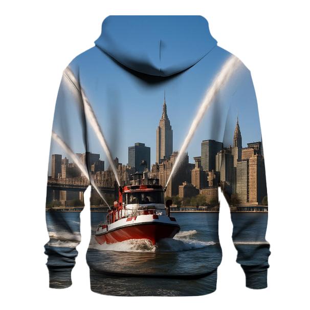East River Fireboat Arcs Framing Midtown hoodie styles