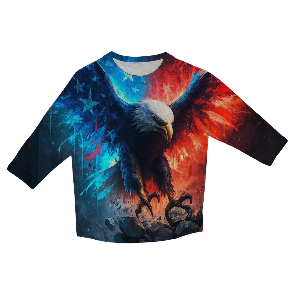 Neon Alley Eagle Flag Burst trendy 3/4 sleeve tops