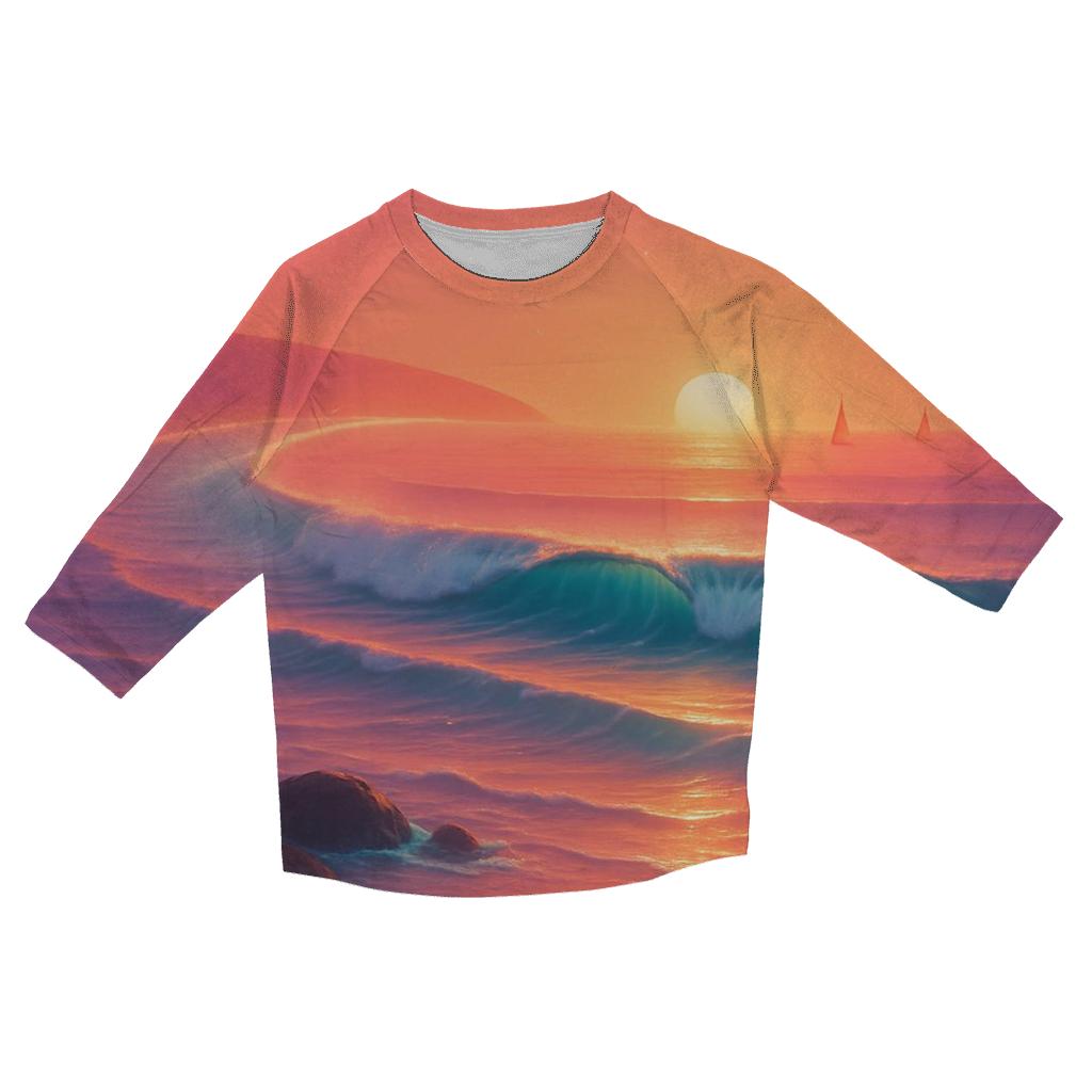 Halo Harbor Sunset fashion 3/4 sleeve shirts