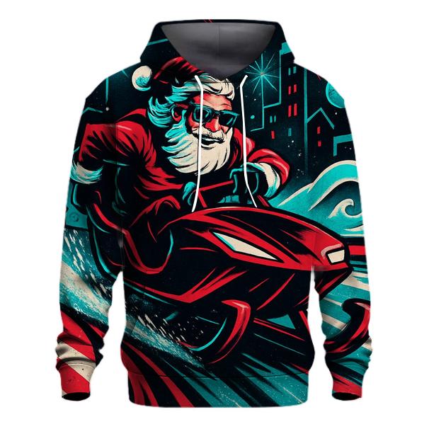 Neon Sleigh Drift Santa embroidered hoodies