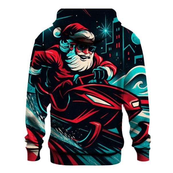 Neon Sleigh Drift Santa embroidered hoodies