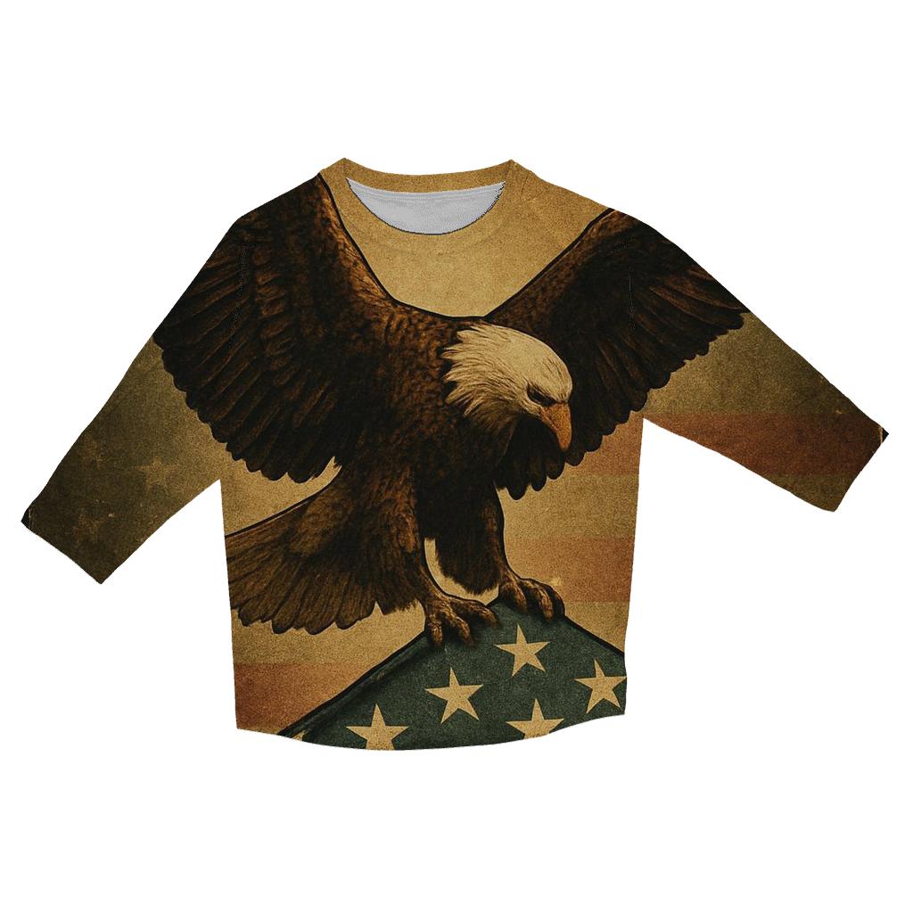 Eagle Guard Over The Folded Flag Glow designer 3/4 sleeve blouses