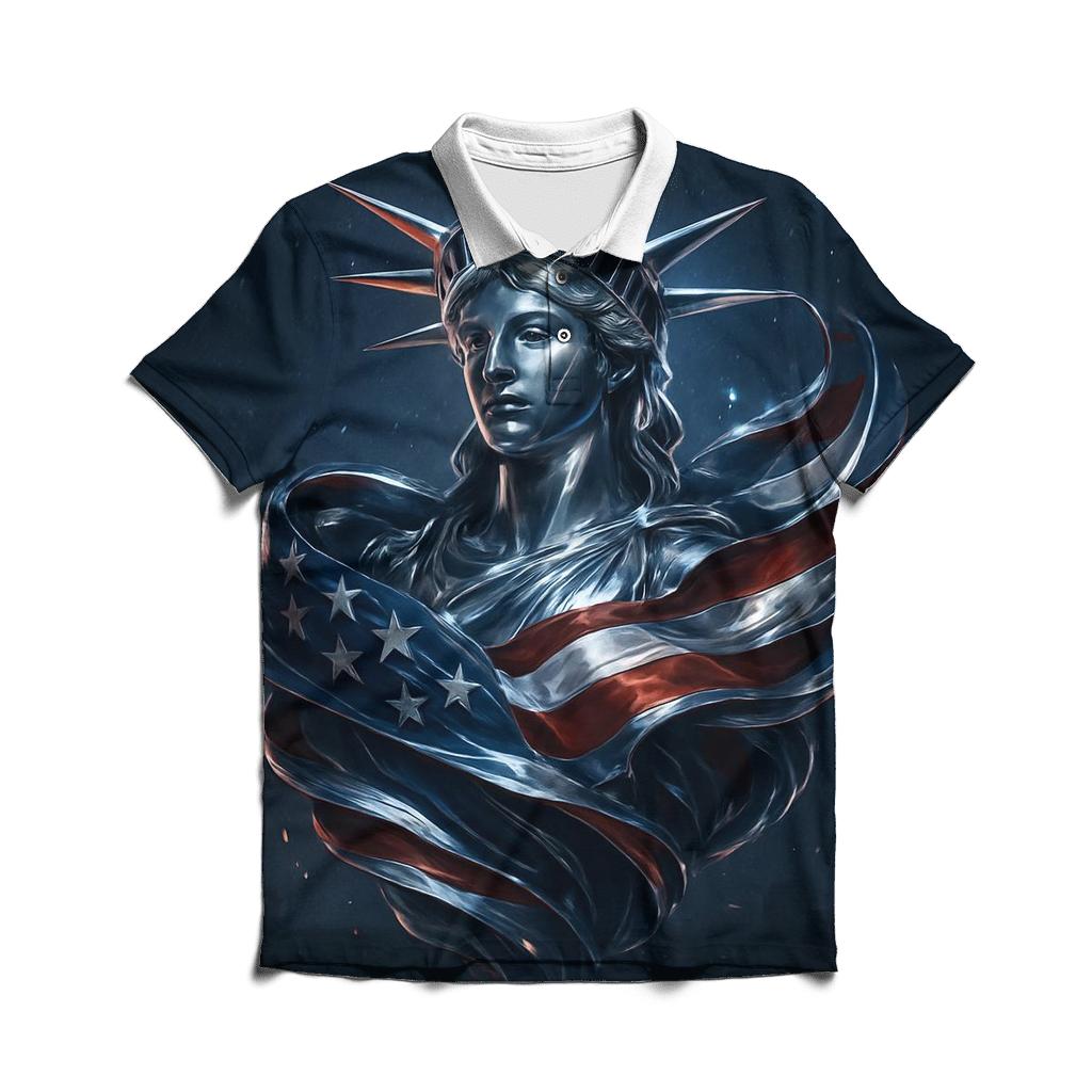 Chrome Liberty Surge Flag stylish collar polo tees