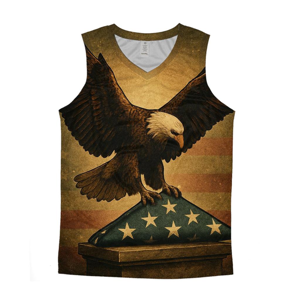 Eagle Guard Over The Folded Flag Glow trendy fitted tank tops
