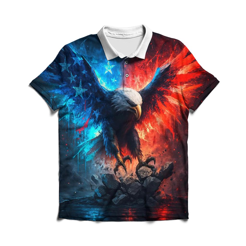 Neon Alley Eagle Flag Burst branded logo polo shirts