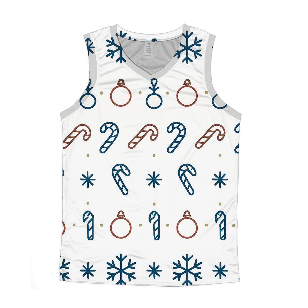 Nordic Snowflake Ornament Stripe Repeat On White Background casual summer tank tops