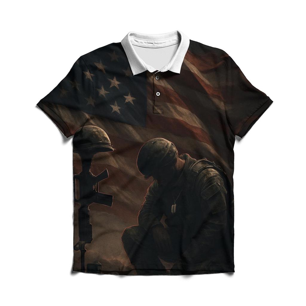 Silent Honor Under Stormlit Stars personalized polo shirts