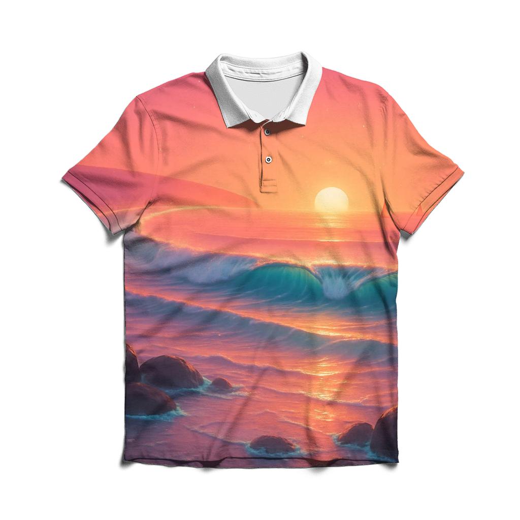 Halo Harbor Sunset personalized polo shirts