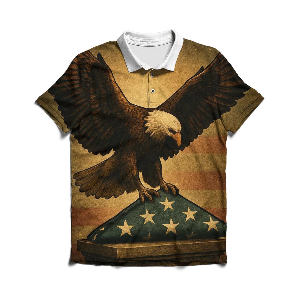Eagle Guard Over The Folded Flag Glow casual sports polo shirts