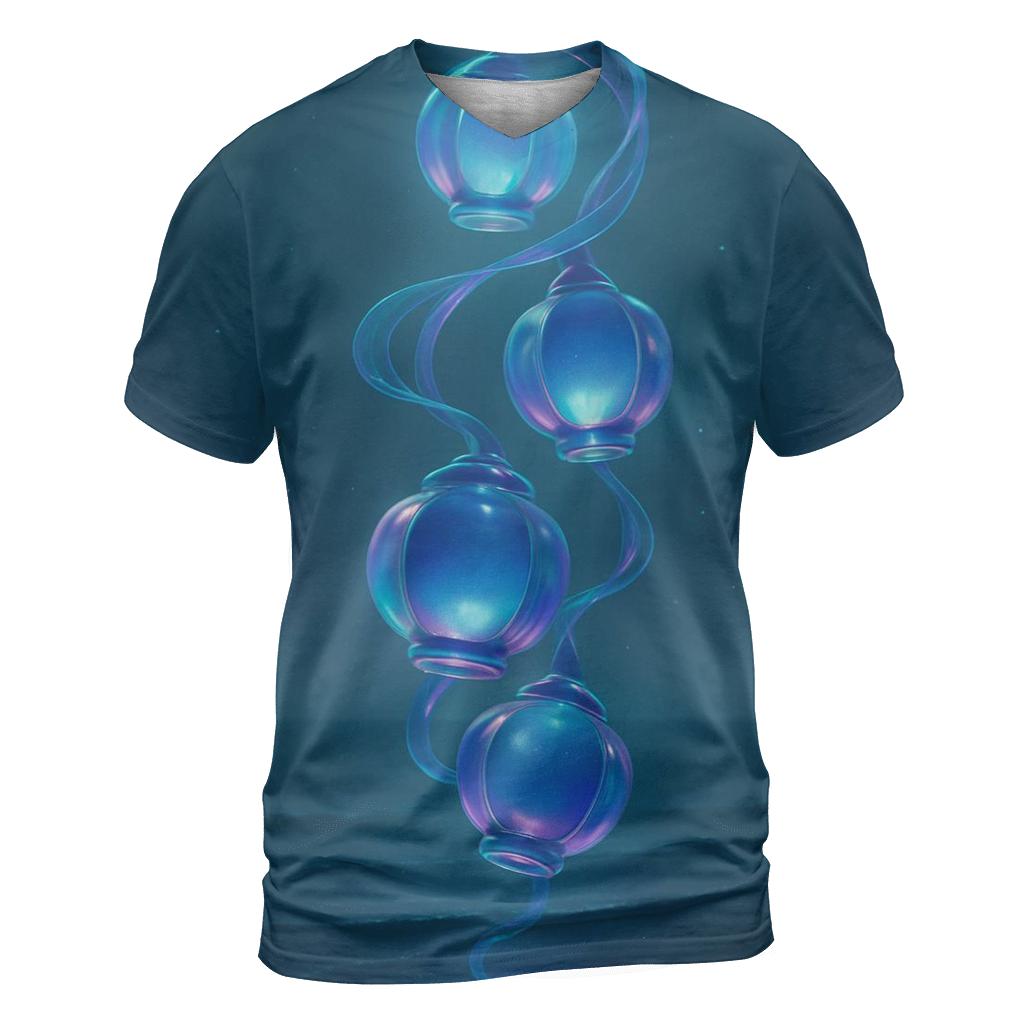 Prismatic Tide Lanterns artistic all-over print tops