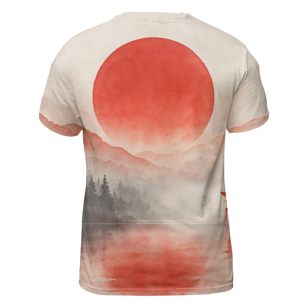 Crimson Sun Over Misty Tori creative print fashion shirts