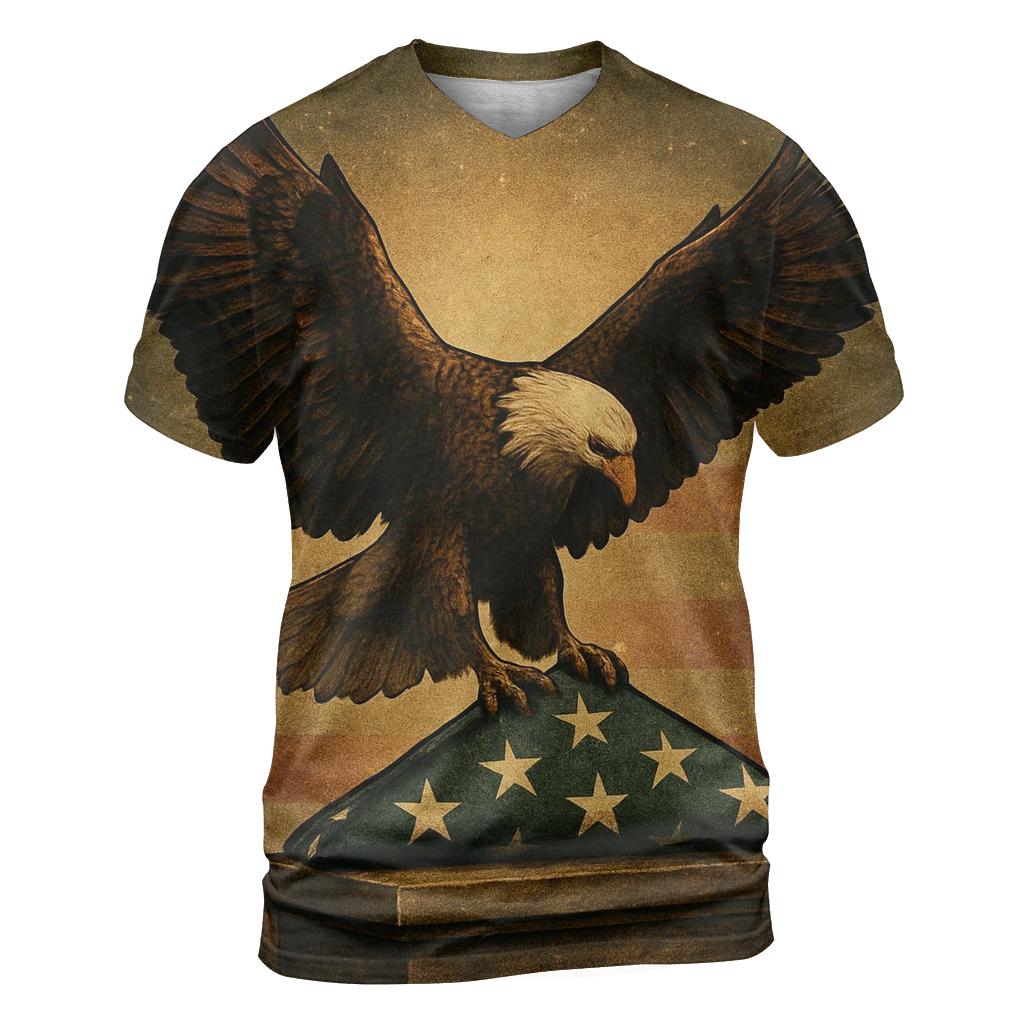 Eagle Guard Over The Folded Flag Glow creative print fashion shirts