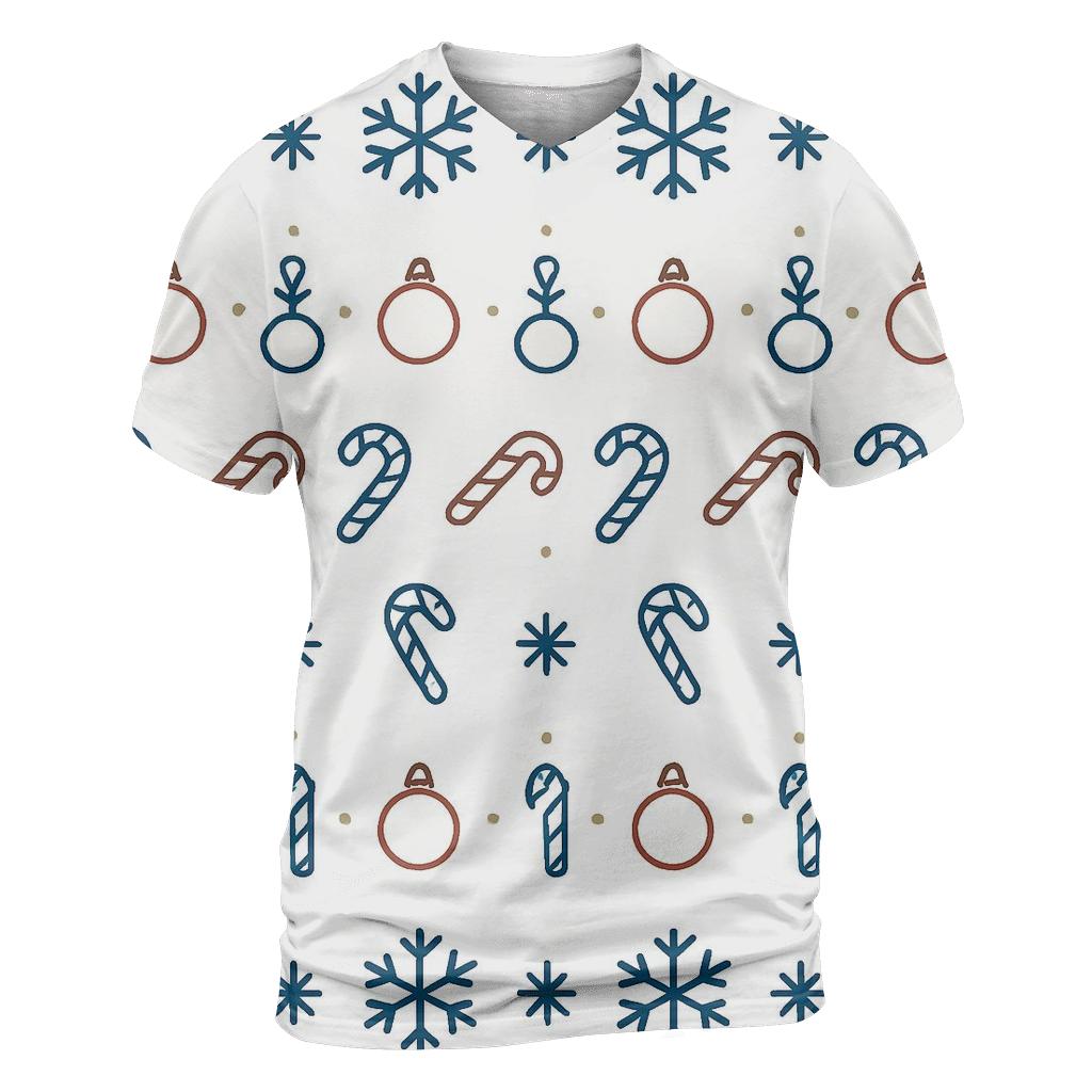 Nordic Snowflake Ornament Stripe Repeat On White Background custom all-over print shirts