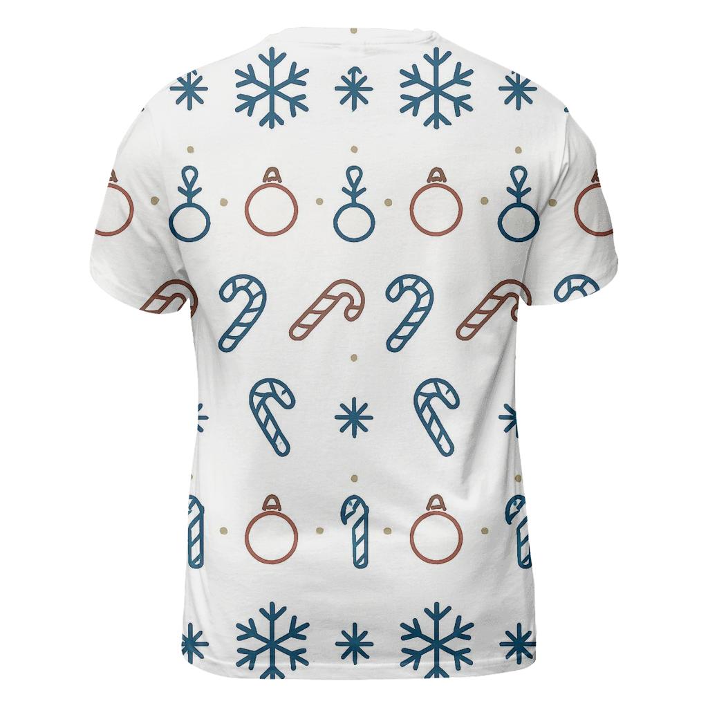 Nordic Snowflake Ornament Stripe Repeat On White Background custom all-over print shirts