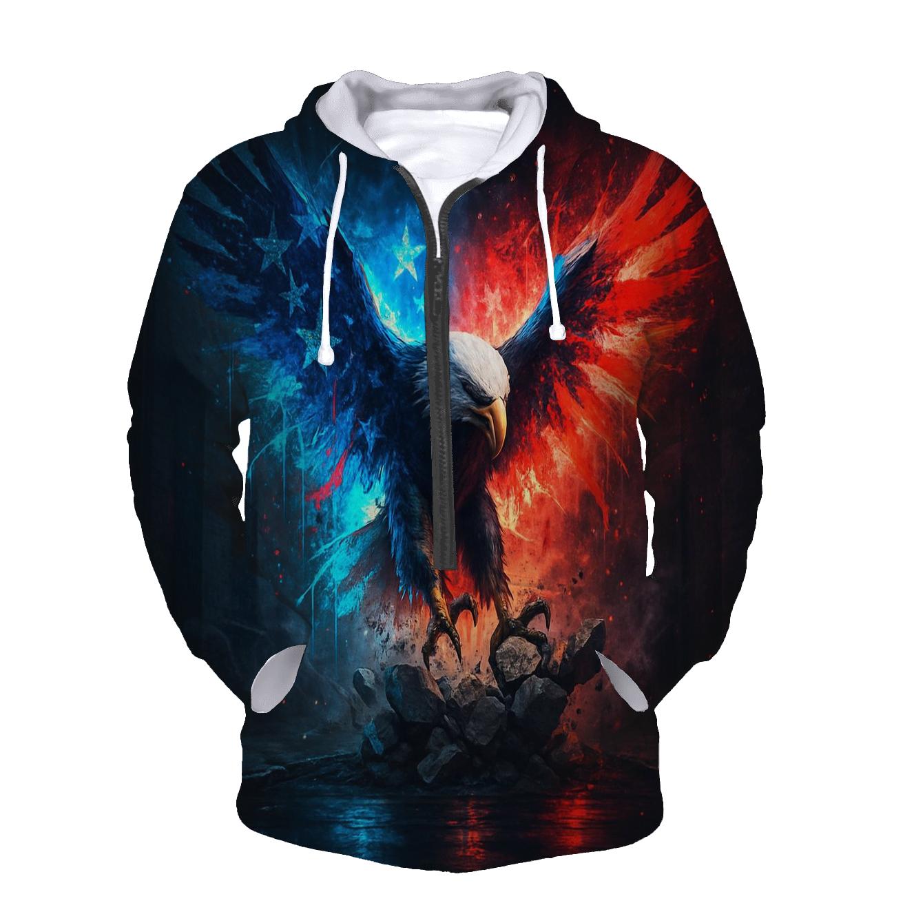 Neon Alley Eagle Flag Burst embroidered hoodies