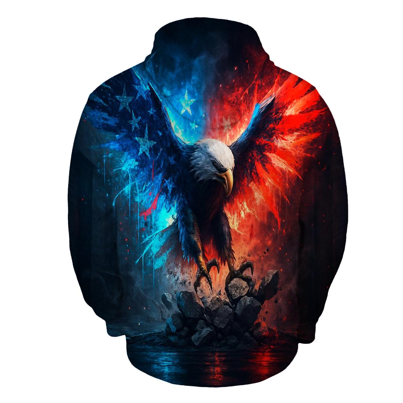 Neon Alley Eagle Flag Burst embroidered hoodies