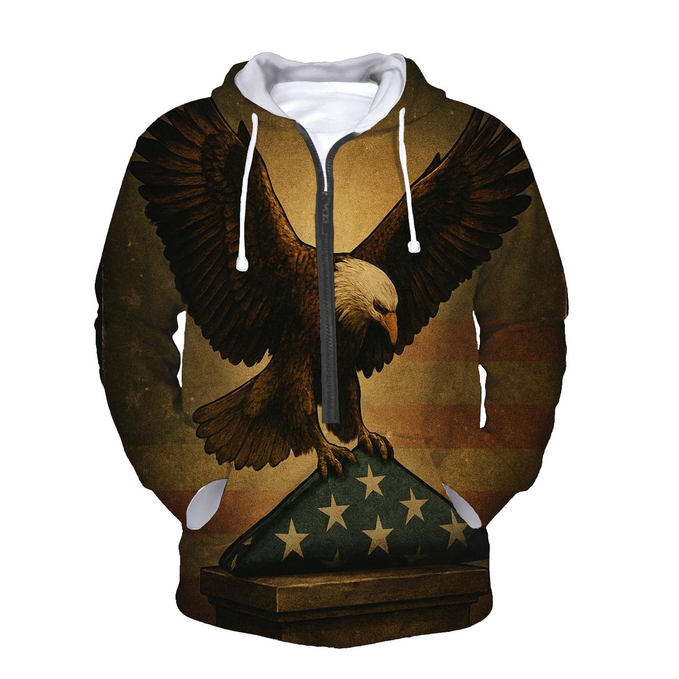 Eagle Guard Over The Folded Flag Glow designer hoodies