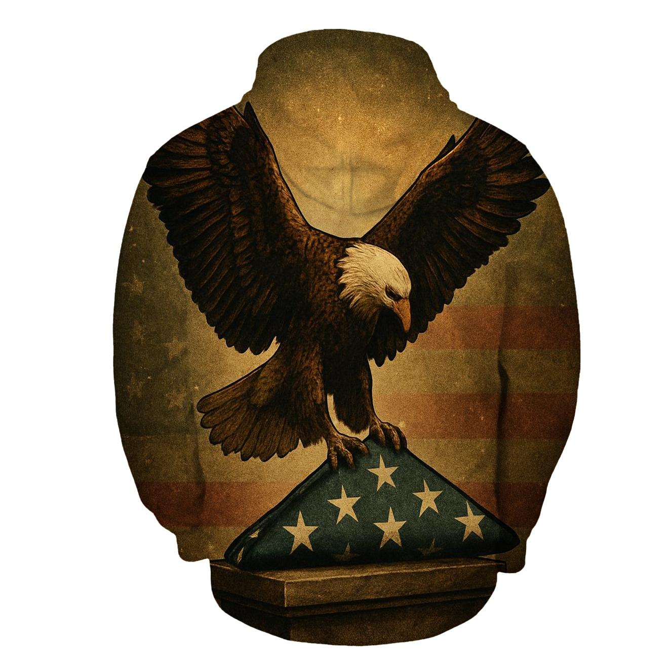 Eagle Guard Over The Folded Flag Glow designer hoodies