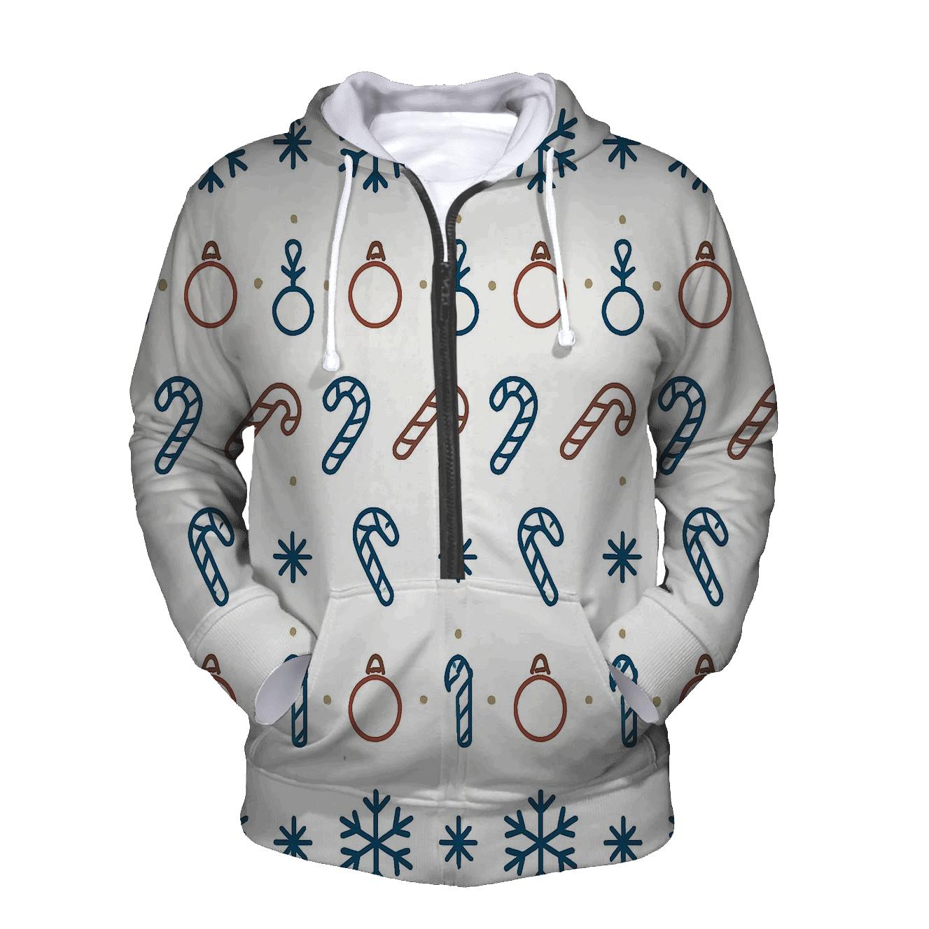 Nordic Snowflake Ornament Stripe Repeat On White Background custom hoodies
