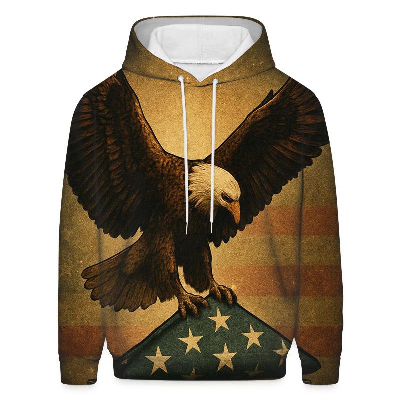 Eagle Guard Over The Folded Flag Glow heavyweight hoodies