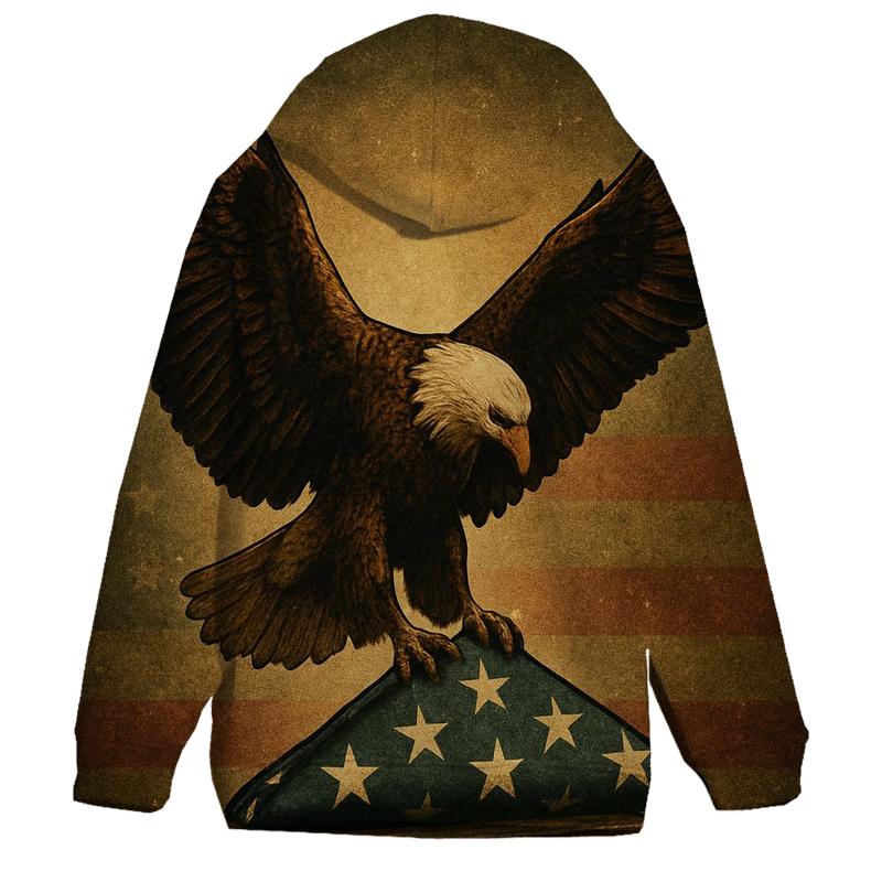 Eagle Guard Over The Folded Flag Glow heavyweight hoodies