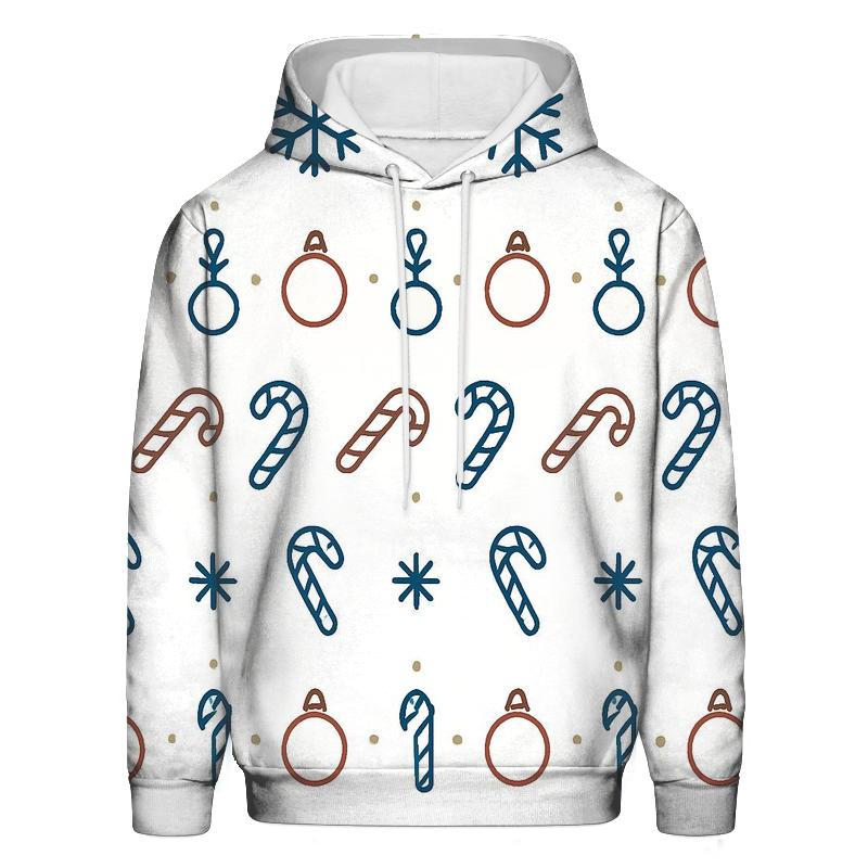 Nordic Snowflake Ornament Stripe Repeat On White Background printed hoodies