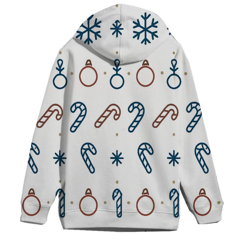Nordic Snowflake Ornament Stripe Repeat On White Background printed hoodies