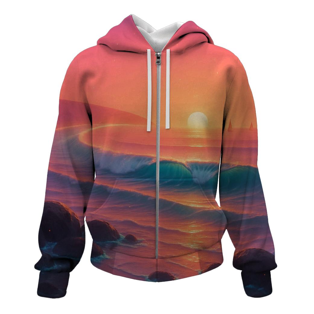 Halo Harbor Sunset graphic hoodies