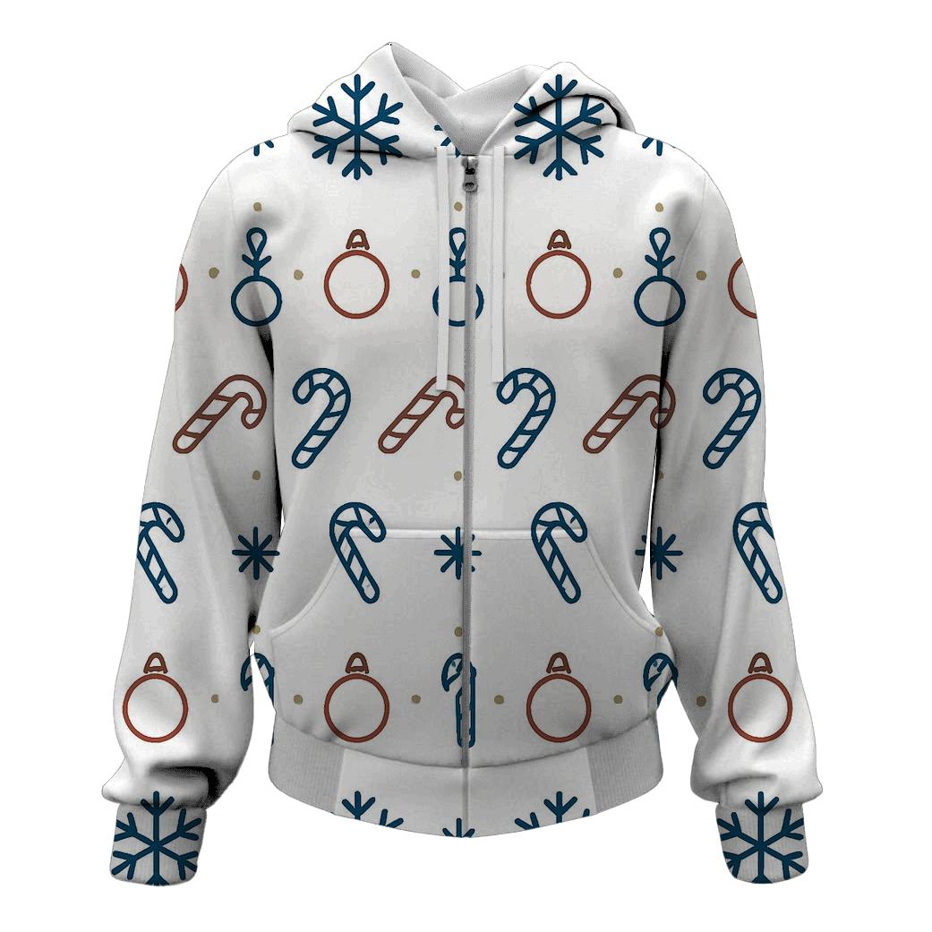 Nordic Snowflake Ornament Stripe Repeat On White Background custom hoodies
