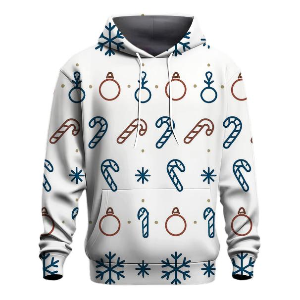 Nordic Snowflake Ornament Stripe Repeat On White Background heavyweight hoodies