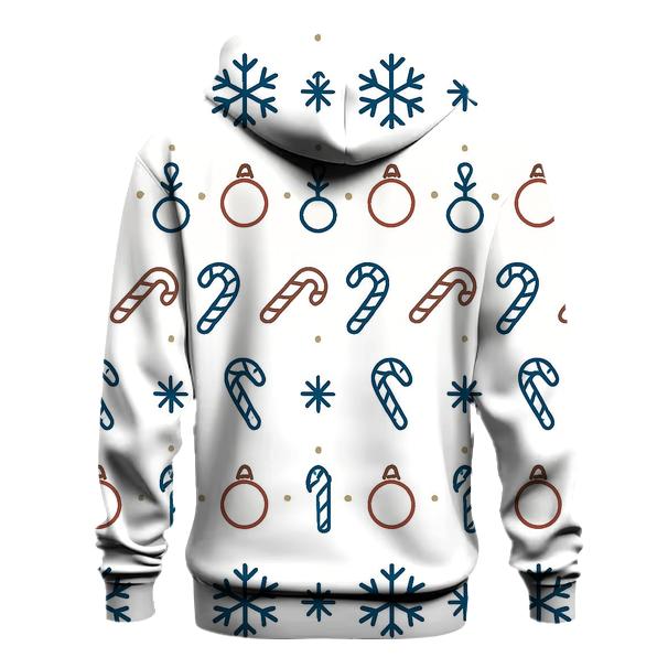 Nordic Snowflake Ornament Stripe Repeat On White Background heavyweight hoodies
