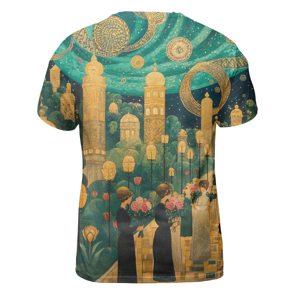 Gustav Klimt Inspired Aurora Garden Festival artistic all-over print tops