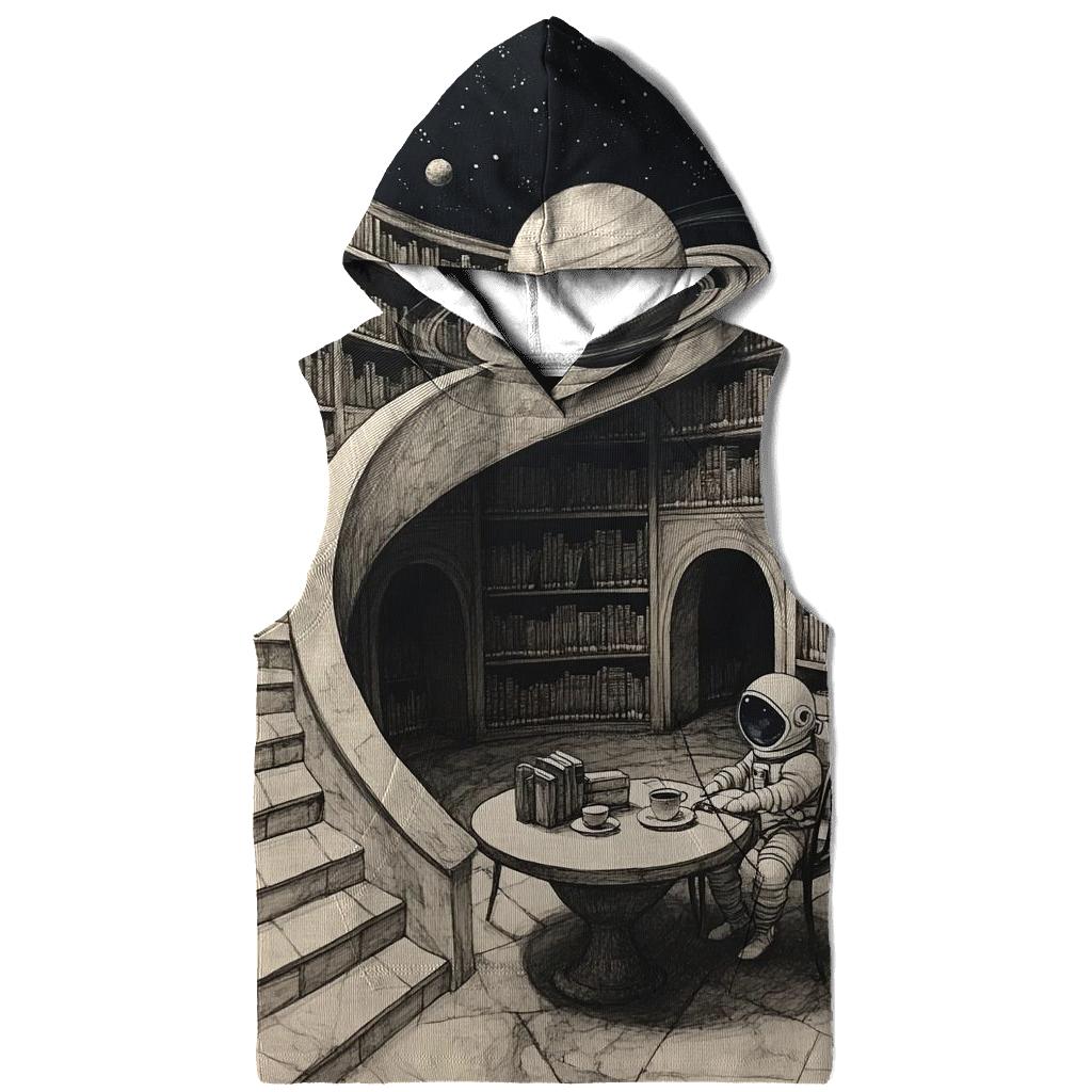 M C Escher Inspired Library Of Planets And Stairways hoodie designs