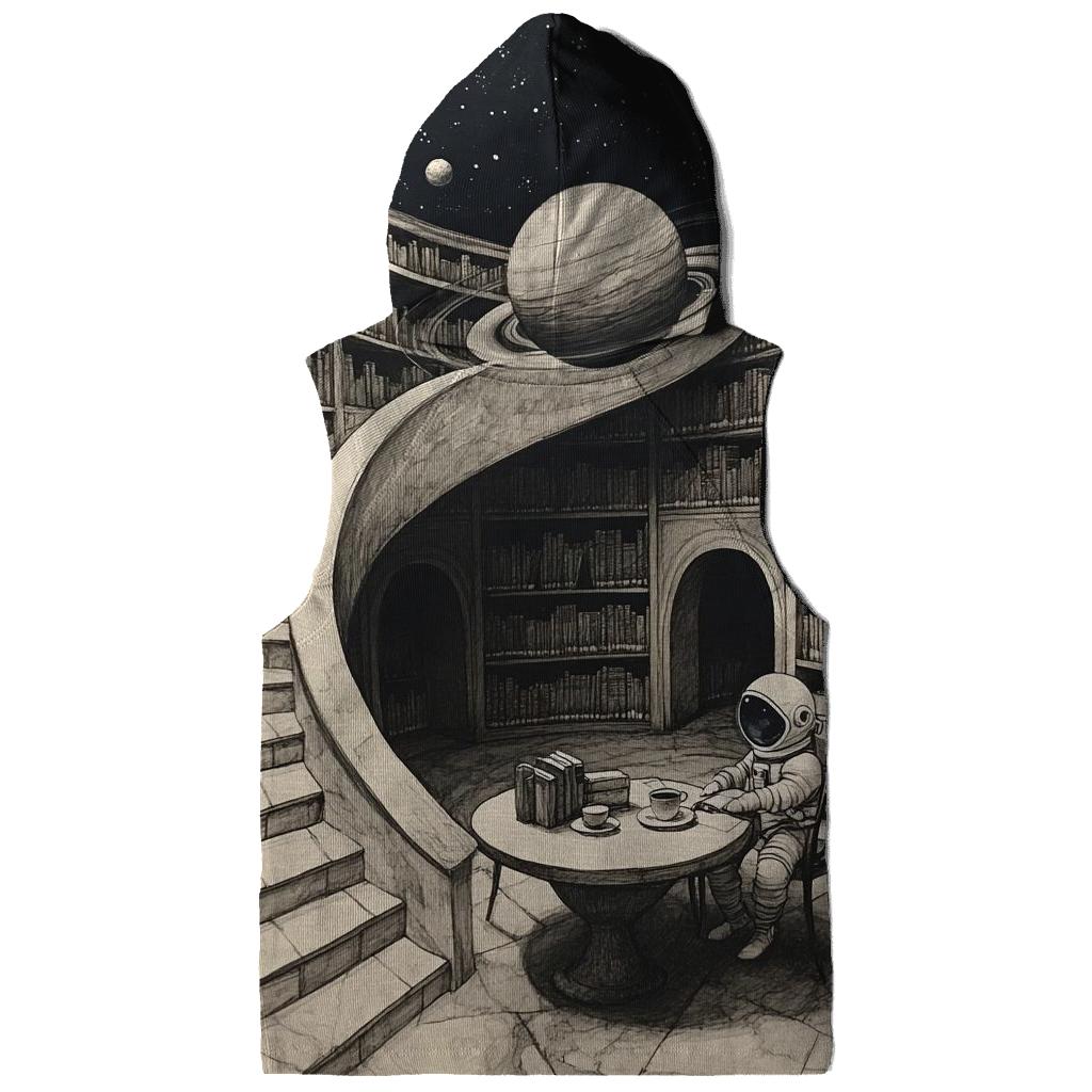 M C Escher Inspired Library Of Planets And Stairways hoodie designs