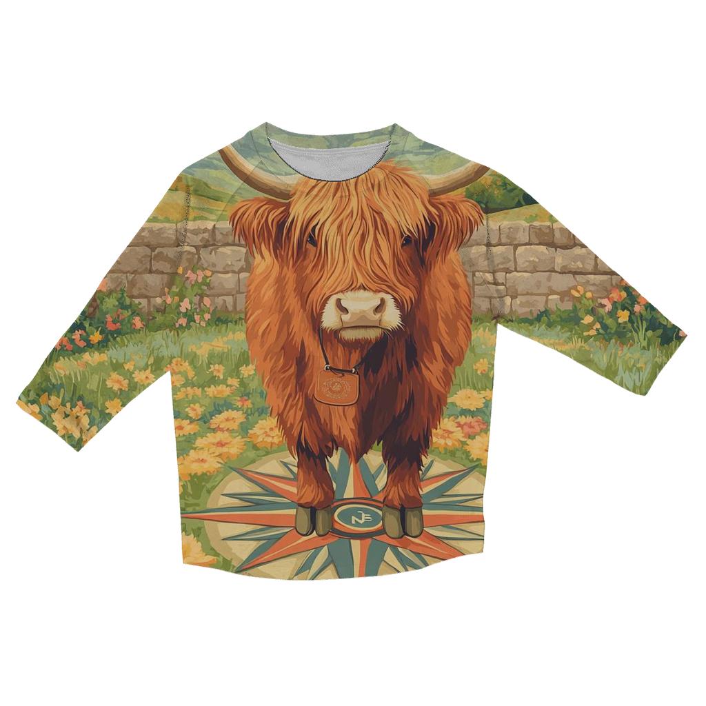 Highland Cow Compass Rose Meadow cotton quarter sleeve shirts