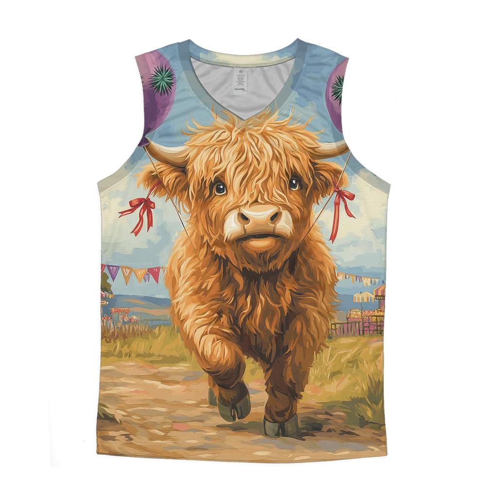 Highland Cow And The Floating Thistle Balloons stylish racerback tanks