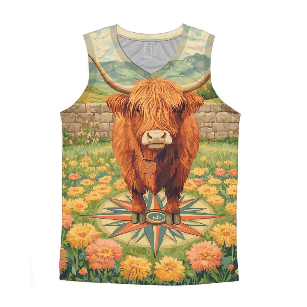 Highland Cow Compass Rose Meadow casual summer tank tops